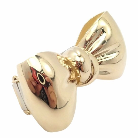 Rare! Authentic Van Cleef & Arpels 18k Yellow Gold Bow Design Pin Brooch - Picture 3 of 11